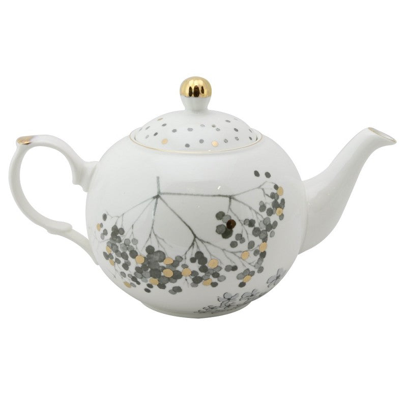 Metallic Leaves Porcelain Teapot - 5 Cup Tea Pot