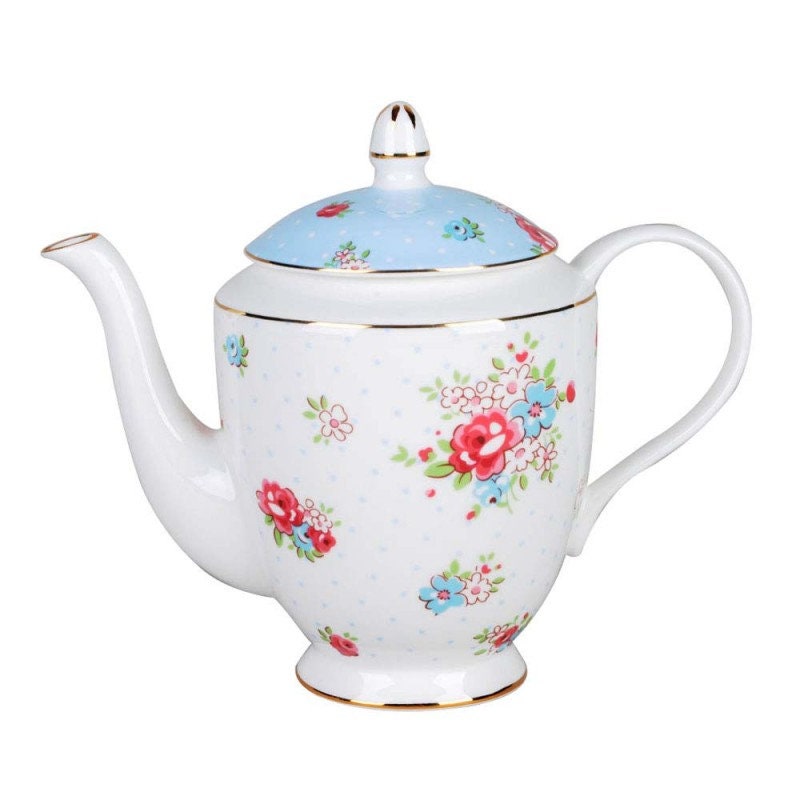 Emma Rose Fine Bone China Teapot, Floral Collectible Tea Pot