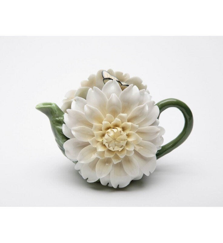 Daisy Dreams Floral Ceramic Teapot, Butterfly Lid, Tea Pot