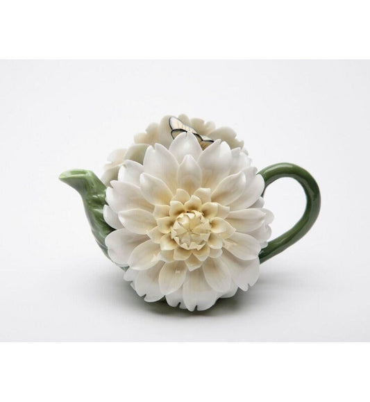 Daisy Dreams Floral Ceramic Teapot, Butterfly Lid, Tea Pot