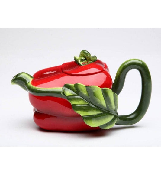 Best Friend Gift, Bold Red Pepper Ceramic Teapot, Collectible Tea Pot