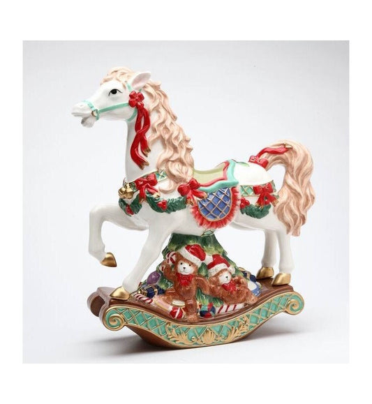 Christmas Rocking Horse Figurine, Christmas Figurine, Holiday Decor, Kitchen Decor