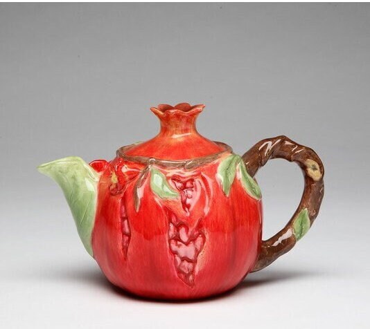 Pomegranate Harmony Teapot. Collectible Ceramic Unique Tea Pot