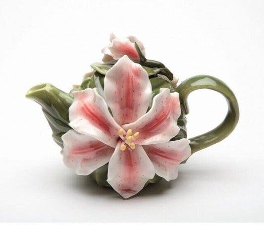 Lily Floral Teapot. Collectible Ceramic Tea Pot
