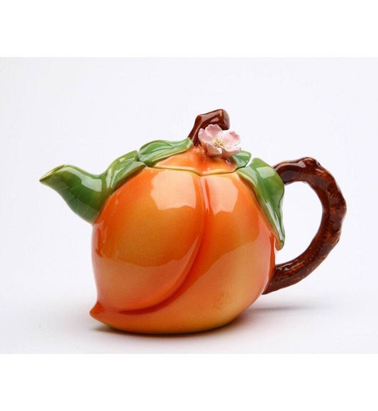 Couples Gift, Georgia Peach Teapot, Collectible Tea Pot, Ceramic Teapots