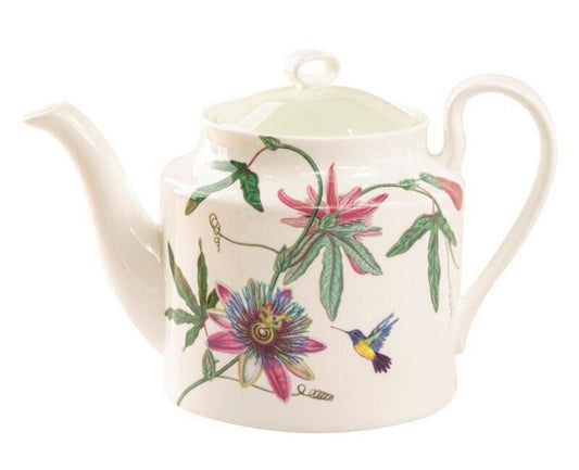 Hummingbird Garden Fine Bone China Teapot, Floral Collectible Tea Pot