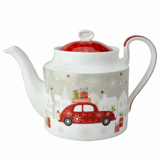 Christmas Car Bone China Teapot - Holiday Tea Pot