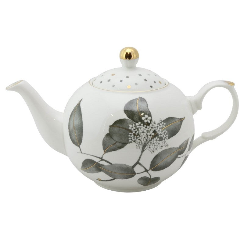 Metallic Leaves Porcelain Teapot - 5 Cup Tea Pot
