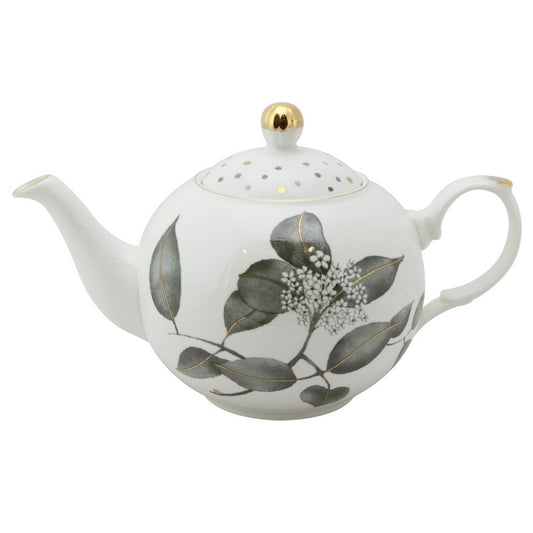 Metallic Leaves Porcelain Teapot - 5 Cup Tea Pot