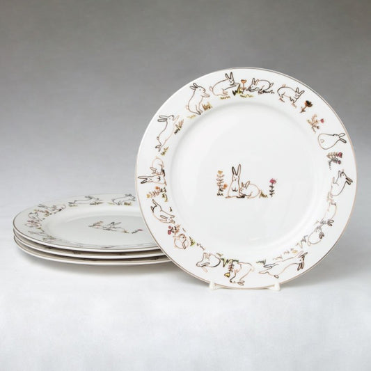 Dragonfly Butterfly Porcelain Dessert Plates. Set of 4 Salad Plates