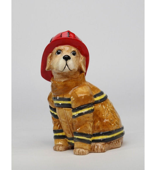 Firefighter Dog Cookie Jar, Home Accent, Farmhouse Decor, Kitchen Decor, Cookie Jar Ceramic, Cookie Jar Animal