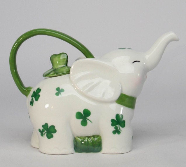 Elephant and Shamrock Teapot, Ceramic Teapot, Tea Pot Gift, Teapots