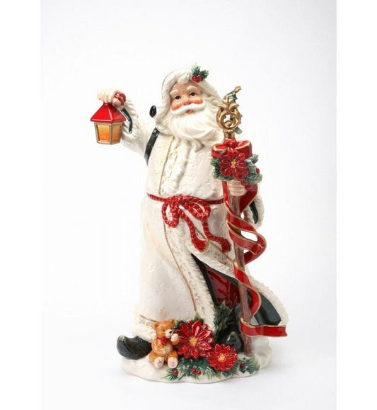 Timeless Poinsettia Santa Figurine, Christmas Figurine, Holiday Decor, Kitchen Decor