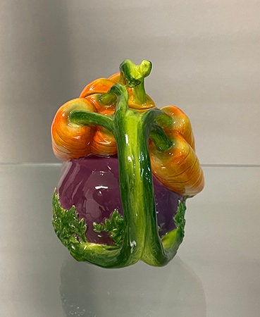 Eggplant and Carrot Ceramic Teapot