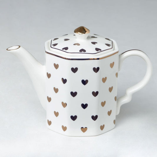 Golden Hearts Porcelain Teapot