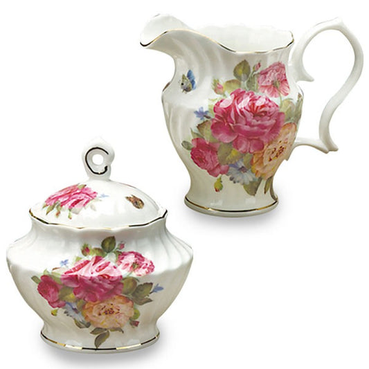 Oakley Rose Fine Bone China Creamer and Sugar Set