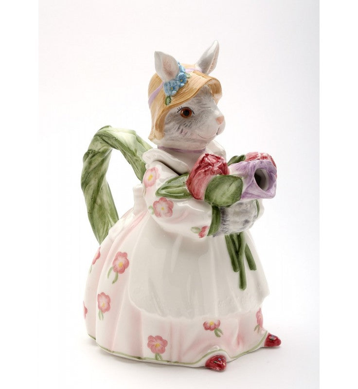 Rosy Rabbit Bunny Teapot, Unique Easter Tea Pot