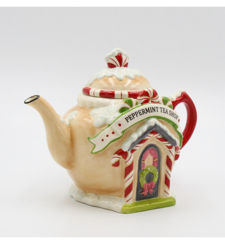 Peppermint Tea Shop Ceramic Teapot - Christmas Teapot